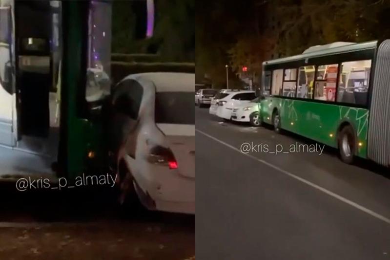 Алматыда автобус бірнеше көлікті соқты