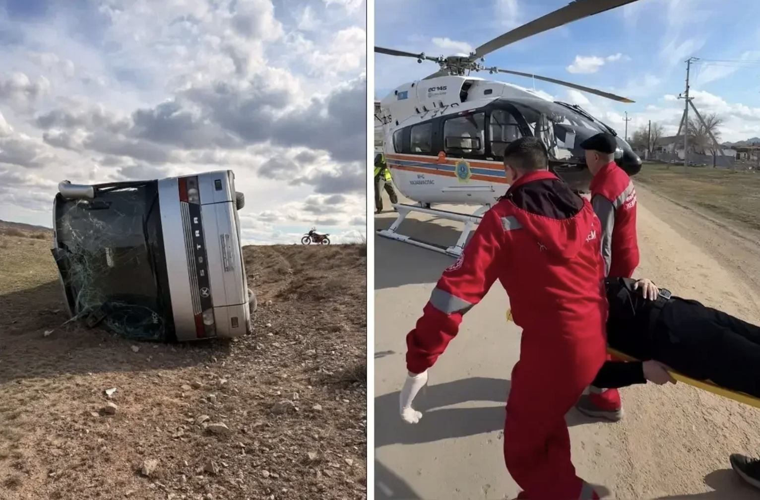 Қарағандыда автобус аударылды: 30-дан астам адам жарақат алды