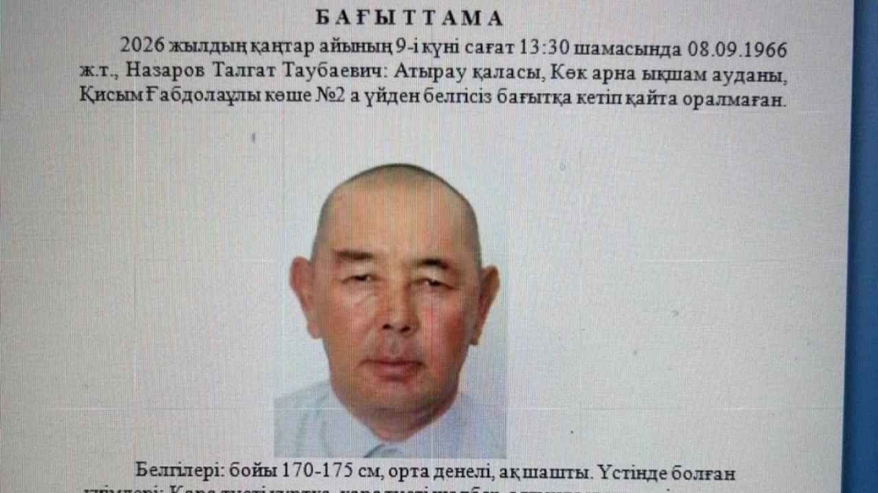 Atyraý oblysynda joǵalǵan 59 jastaǵy azamattyń múrdesi 19 kúnnen keiin tabyldy