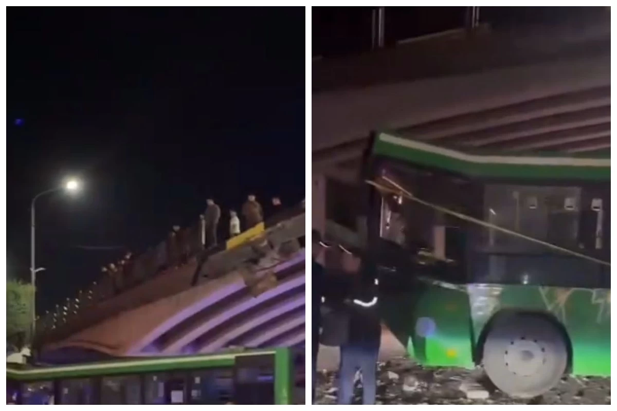 الماتى وبلىسىندا جولاۋشىلار اۆتوبۋسى كٶپٸردەن كۇلاپ كەتتٸ