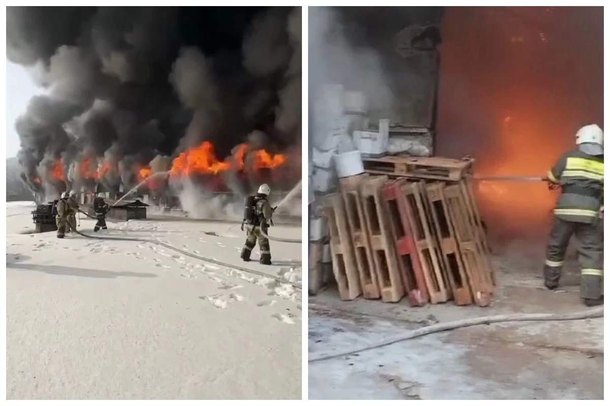 Алматыда қойма өртеніп жатыр